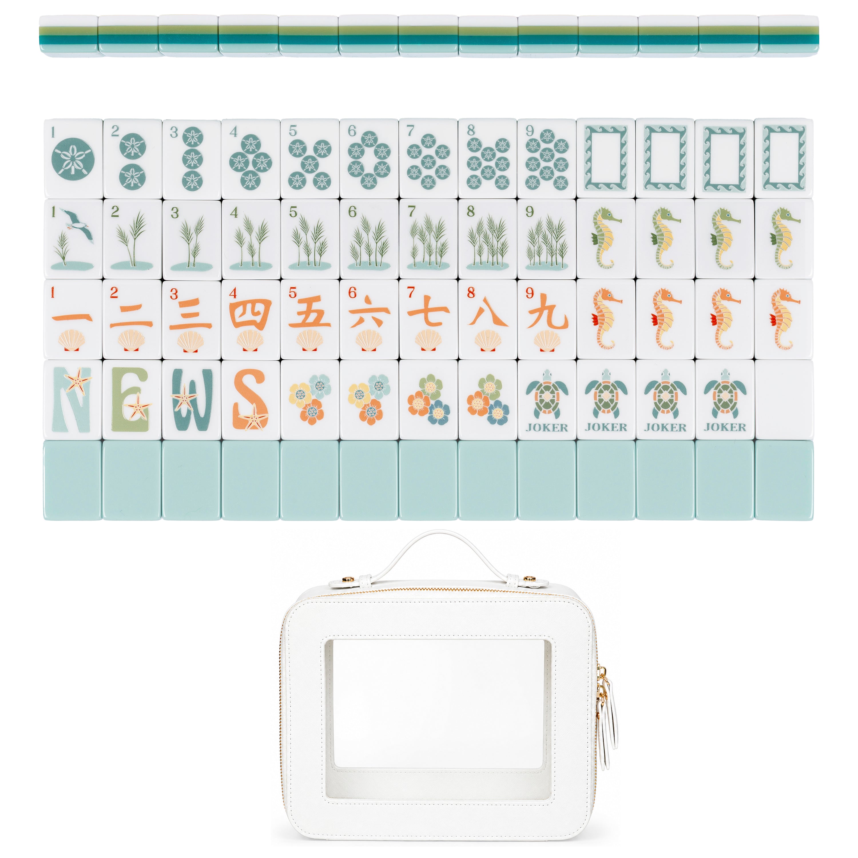 Aqua Blue Coastal Paradise Collection American Mahjong Tile Set