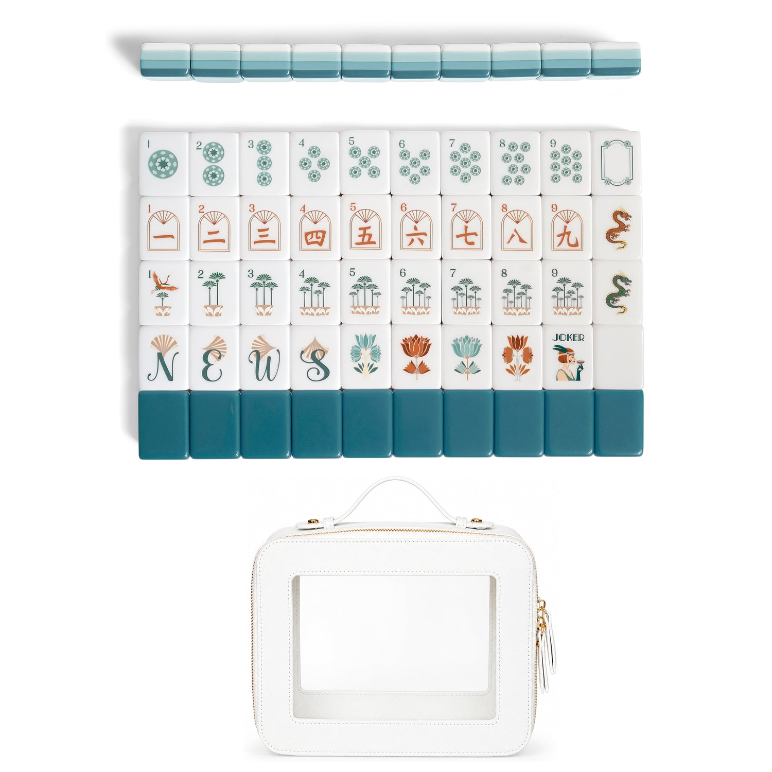 Teal Art Deco Collection American Mahjong Tile Set (160pc)