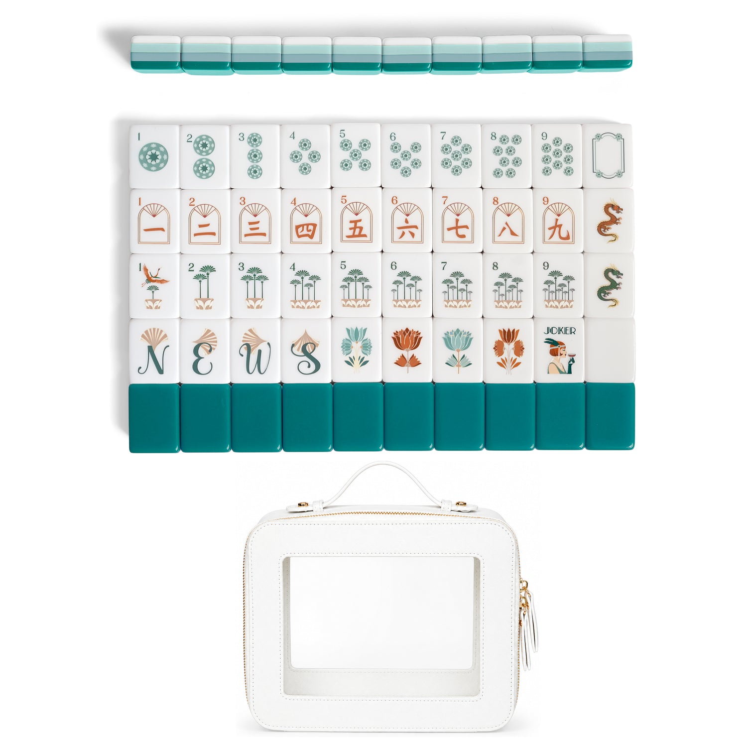 Teal Art Deco Collection American Mahjong Tile Set (160pc)