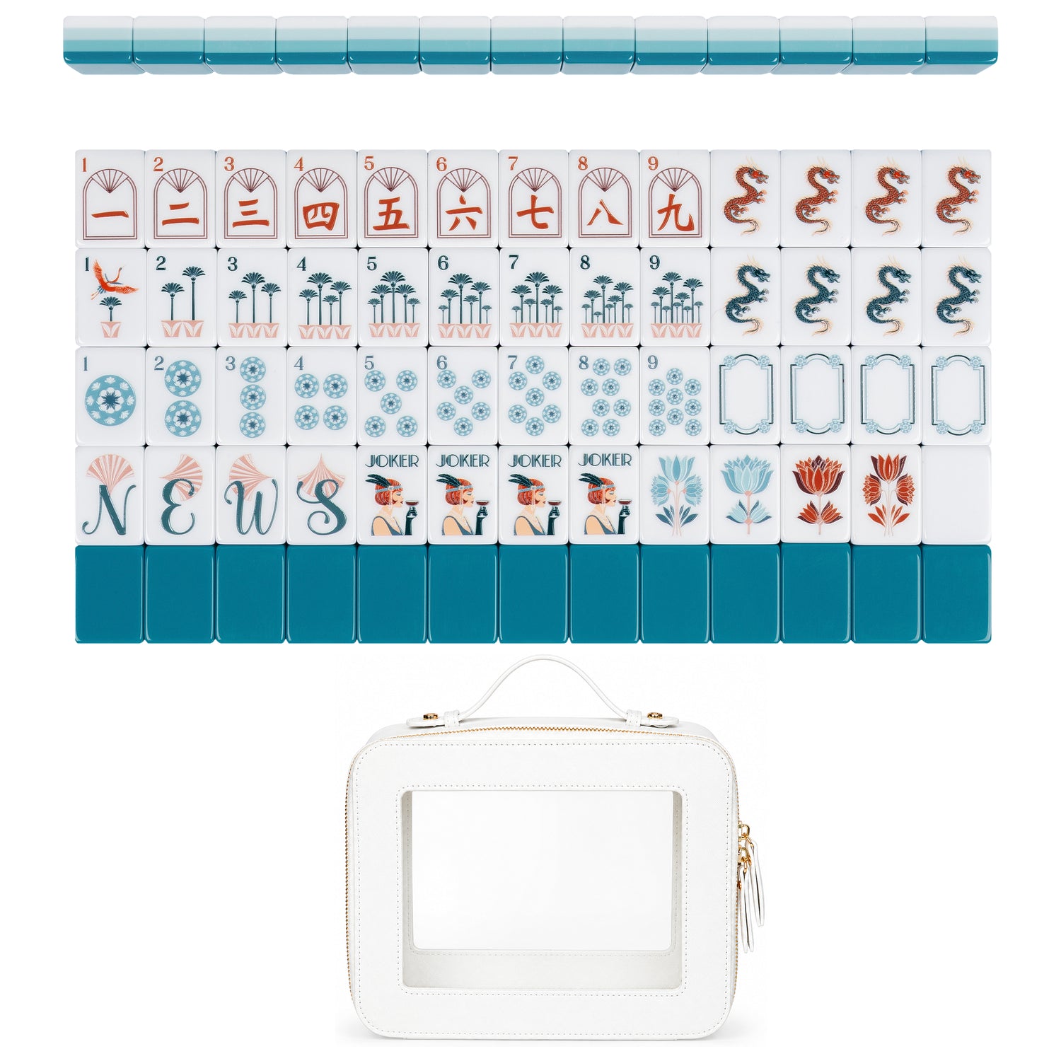 Teal Art Deco Collection American Mahjong Tile Set (160pc)