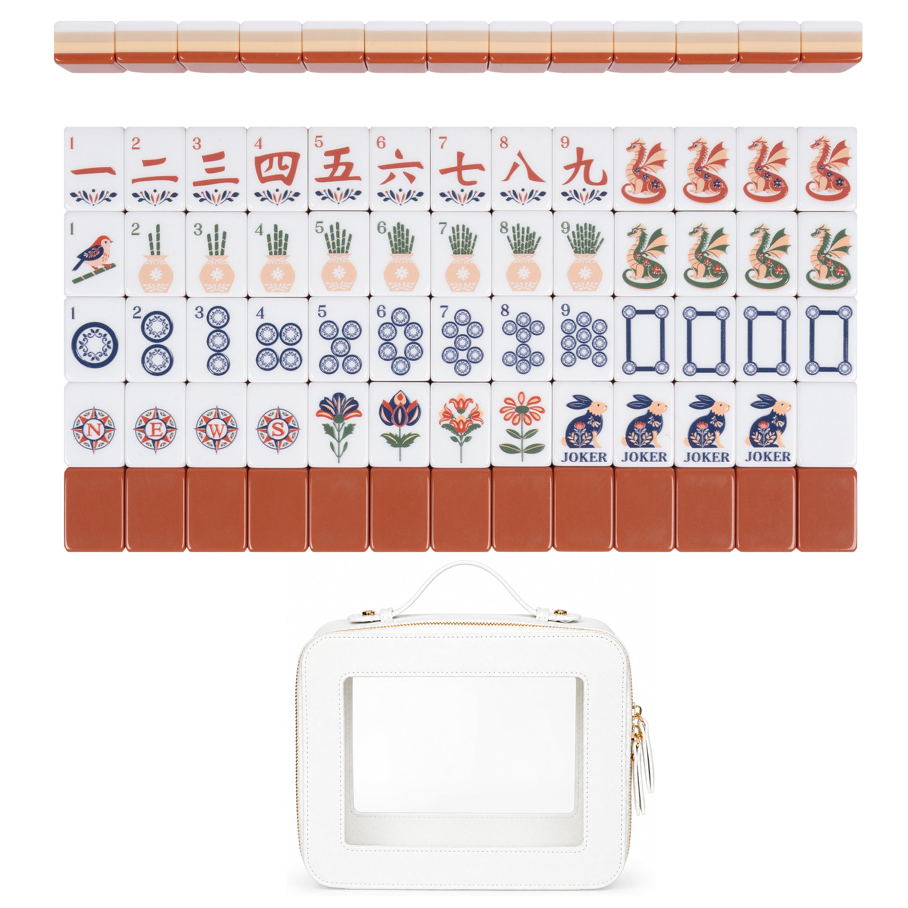Orange Folk Mahjong Game Tiles Set | Sweet Jojo Mahjong