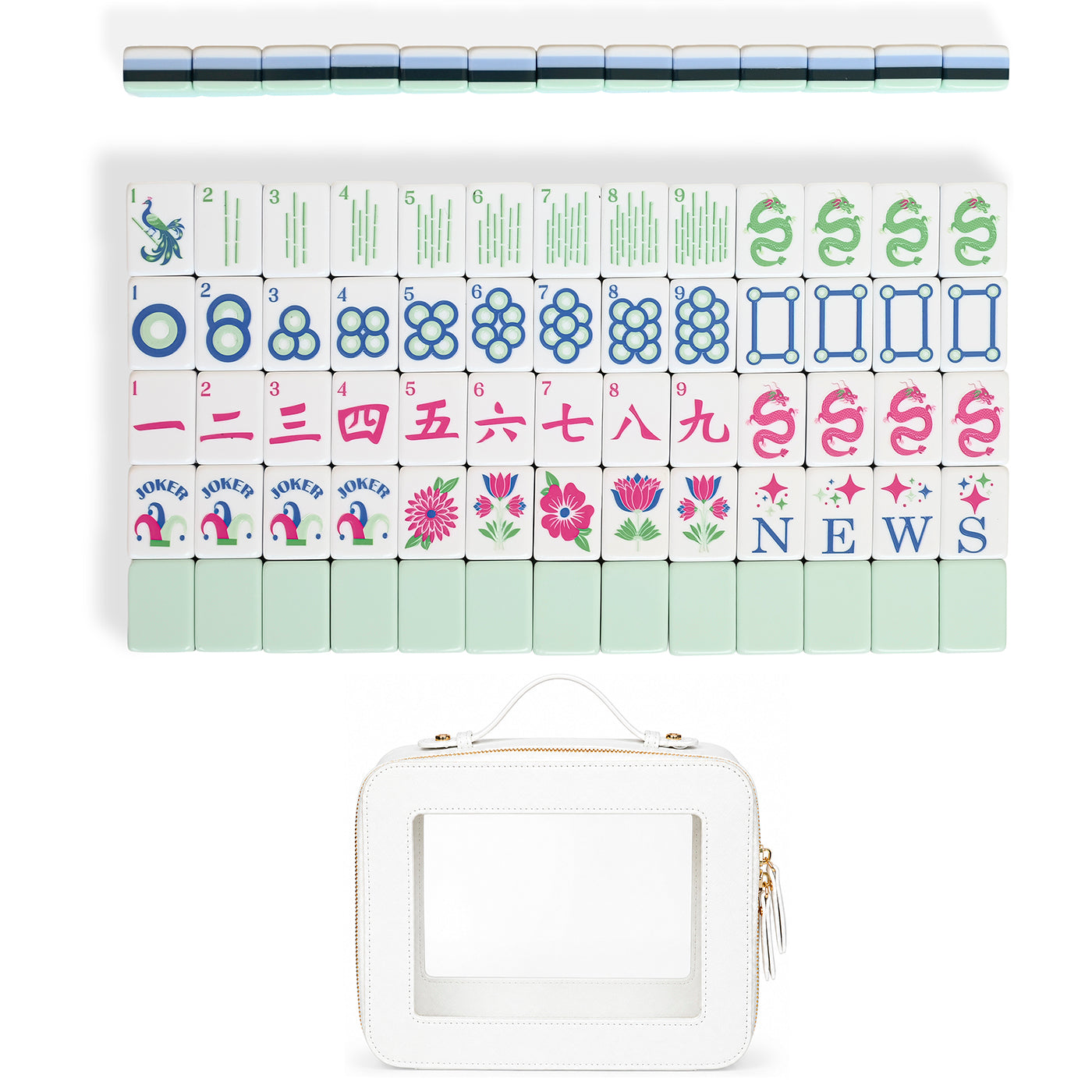 Mint Green Jester Collection American Mahjong Tile Set (160pc