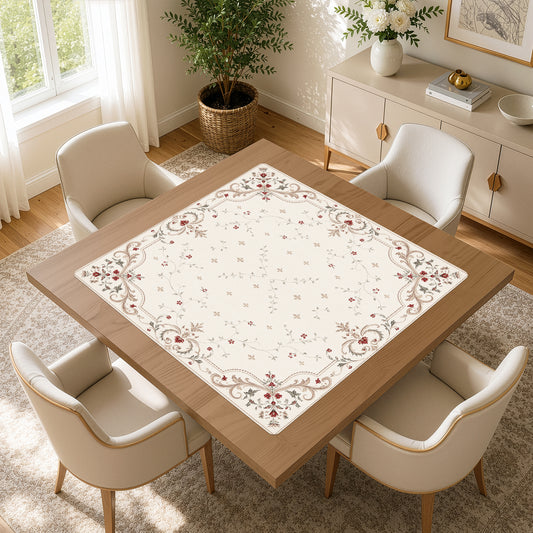 Red Vintage Antique Collection - Floral Print Mahjong Mat for Table - Shipped Rolled