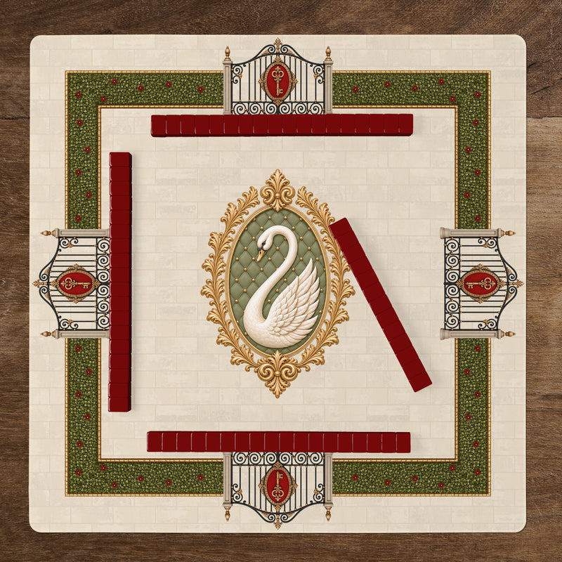 Red Vintage Antique Collection Mahjong Mat for Table - Shipped Rolled
