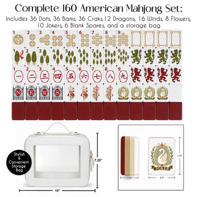Red Vintage Antique Collection American Mahjong Tile Set (160pc) alternate view