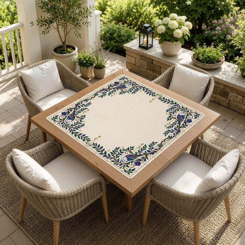Celestial Pearl Collection - Owl Print Mahjong Mat for Table - Shipped Rolled