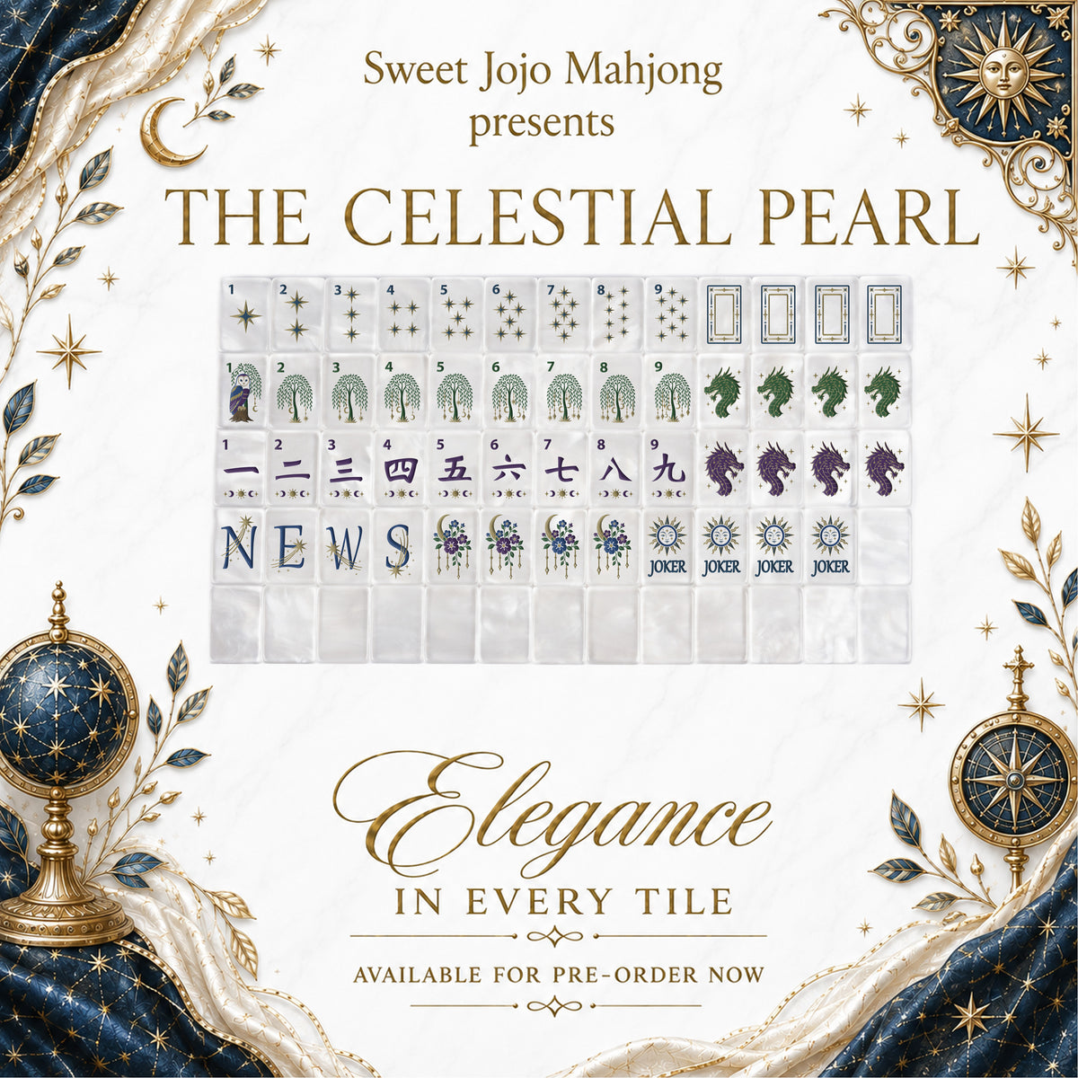Celestial Pearl Collection American Mahjong Tile Set (160pc)
