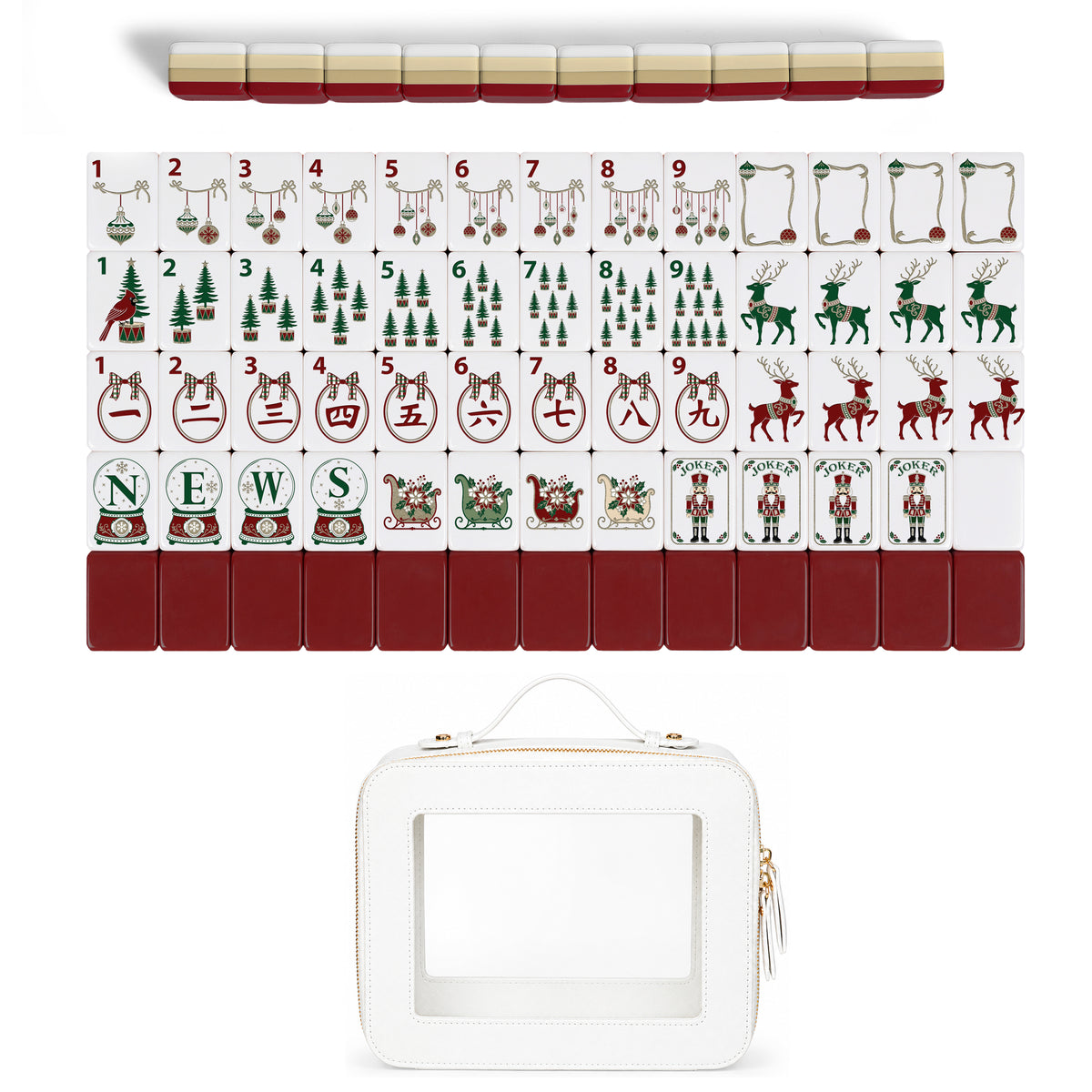 Holiday Red Christmas Collection American Mahjong Tile Set (160pc)