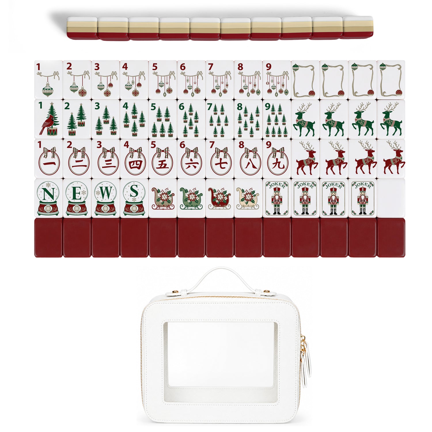 Holiday Red Christmas Collection American Mahjong Tile Set (160pc)