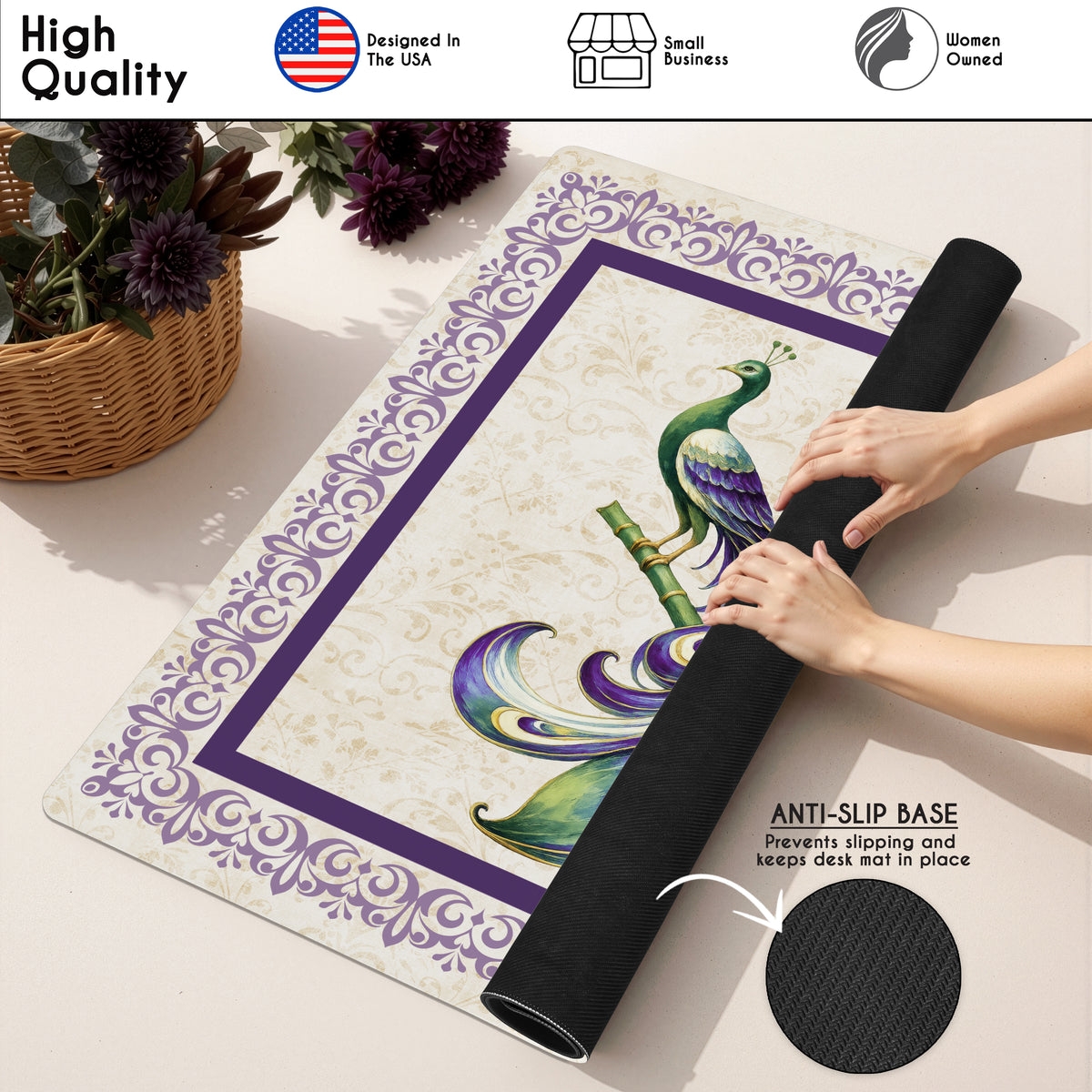 Purple Classic Collection Mahjong Mat for Table - Shipped Rolled