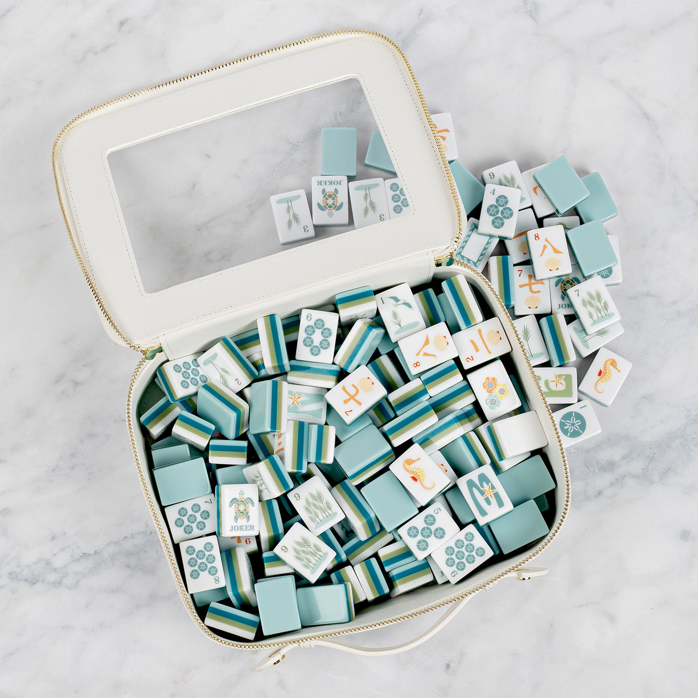 Aqua Blue Coastal Paradise Collection American Mahjong Tile Set