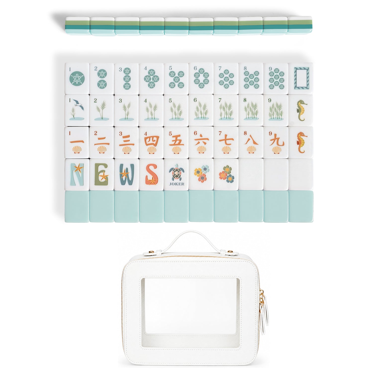 Aqua Blue Coastal Paradise Collection American Mahjong Tile Set (160pc)