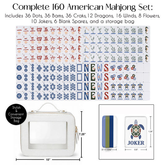 Sky Blue Coastal Paradise Collection American Mahjong Tile Set (160pc)