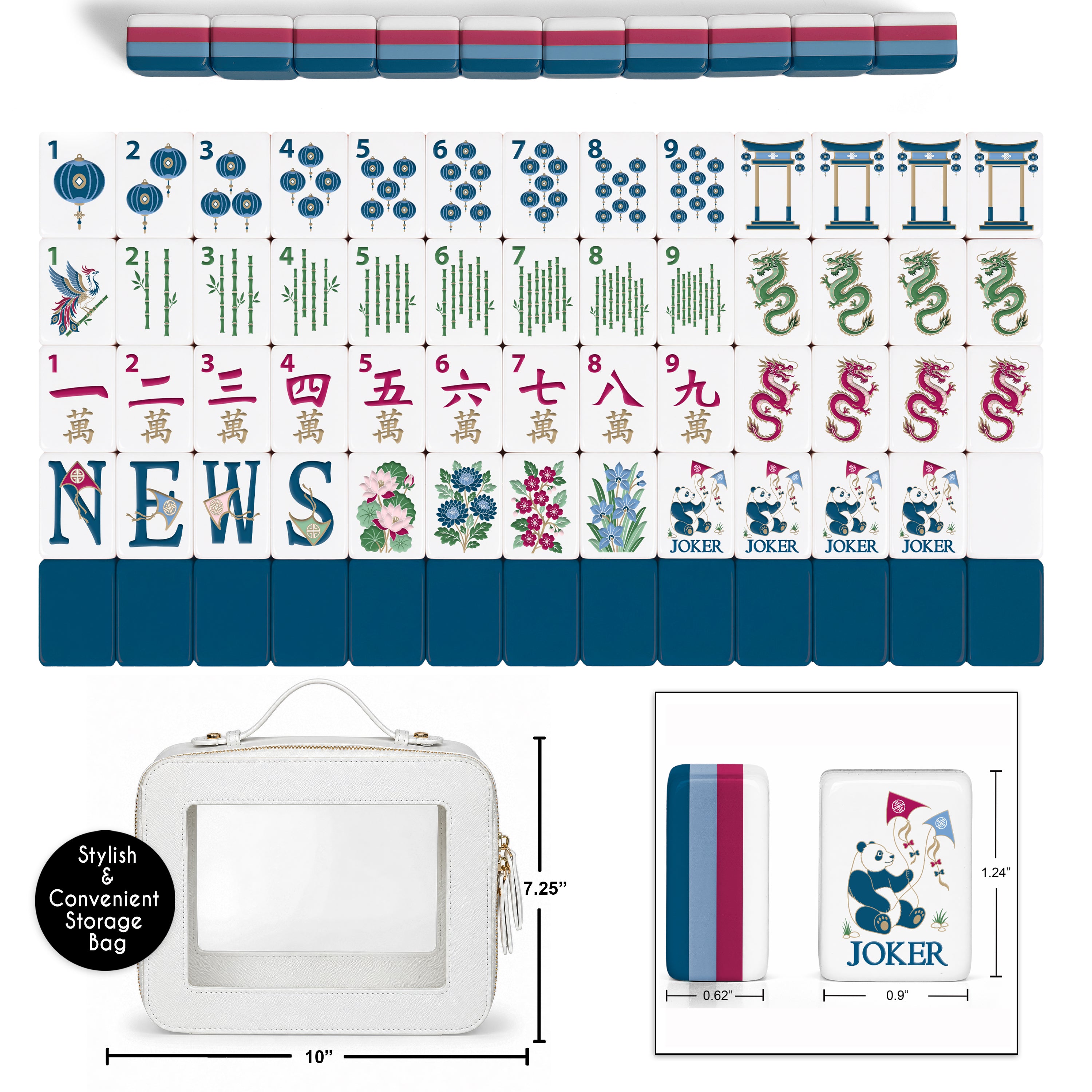 Blue MJTI Community Collection American Mahjong Tile Set (160pc