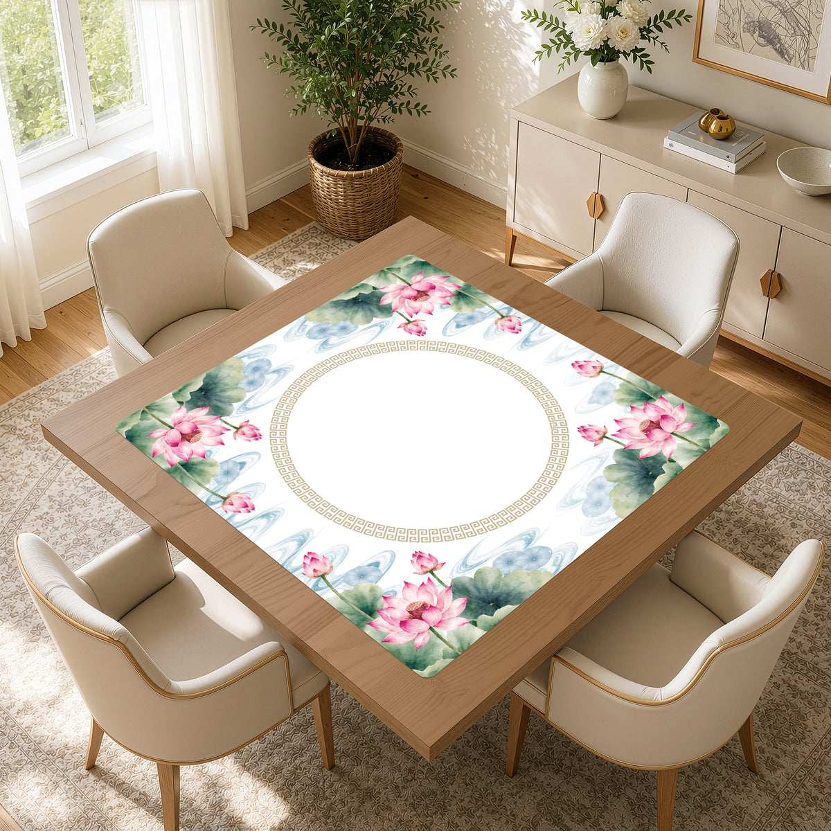 MJTI Community Collection - Floral - Mahjong Mat for Table - Shipped Rolled