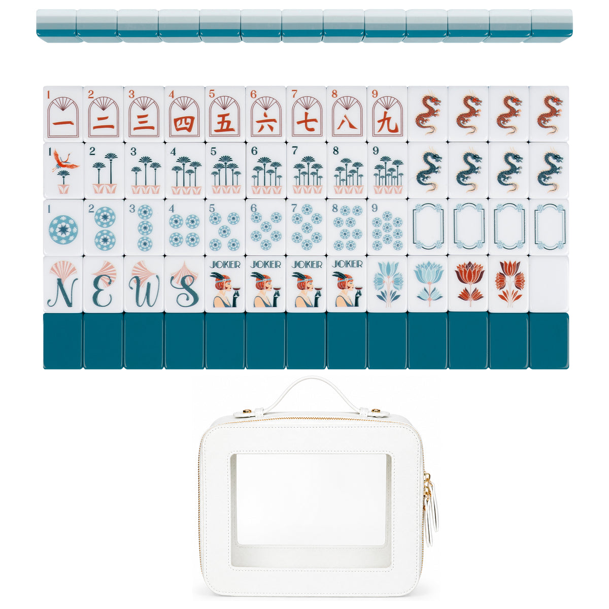 Teal Art Deco Collection American Mahjong Tile Set (160pc)