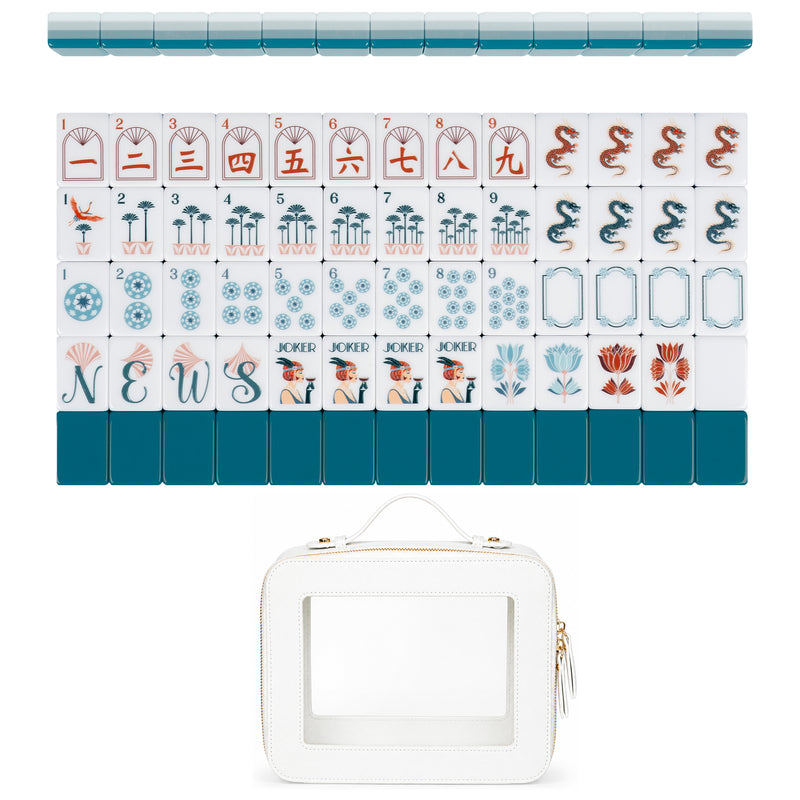 Teal Art Deco Collection American Mahjong Tile Set (160pc)