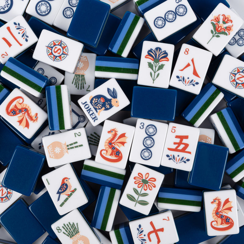 Navy Blue Folk Collection American Mahjong Tile Set (160pc)