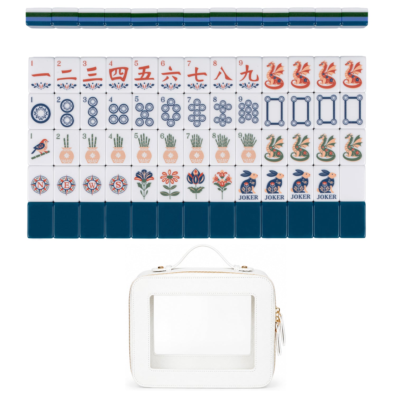 Navy Blue Folk Collection American Mahjong Tile Set (160pc)
