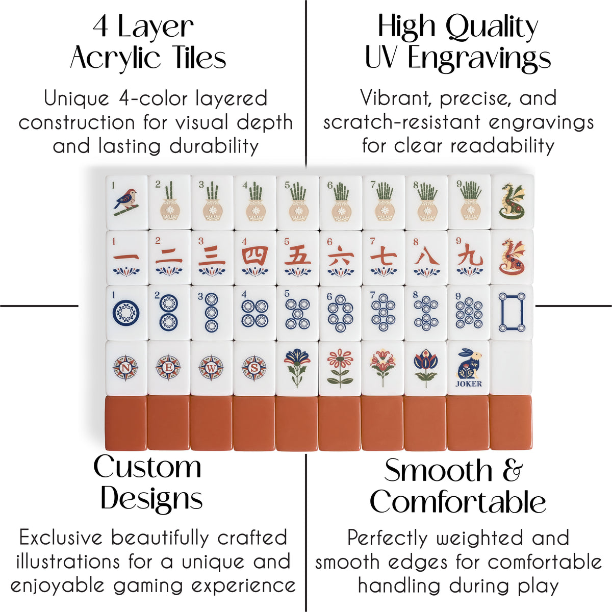 Orange Folk Collection American Mahjong Tile Set (160pc)