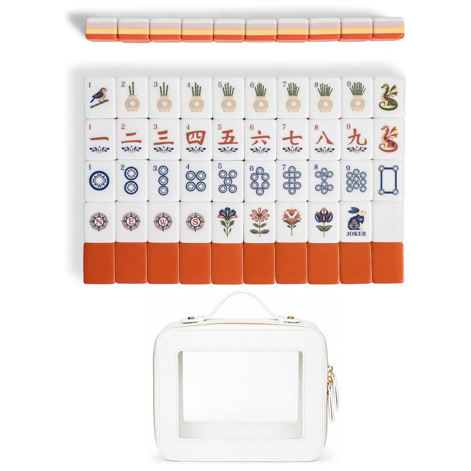 Orange Folk Collection American Mahjong Tile Set (160pc)