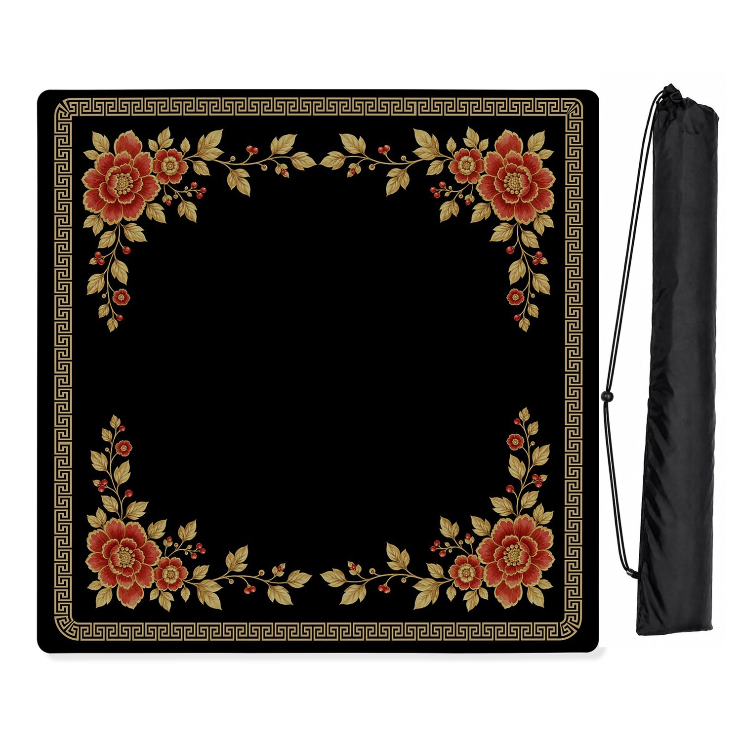 Floral Golden Pearl Collection Mahjong Mat for Table - Shipped Rolled