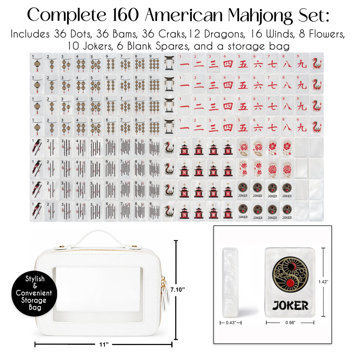 Golden Pearl Collection American Mahjong Tile Set (160pc)