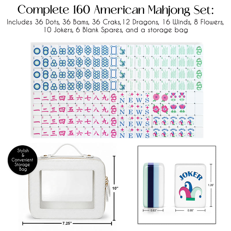 Mint Green Jester Collection American Mahjong Tile Set (160pc)