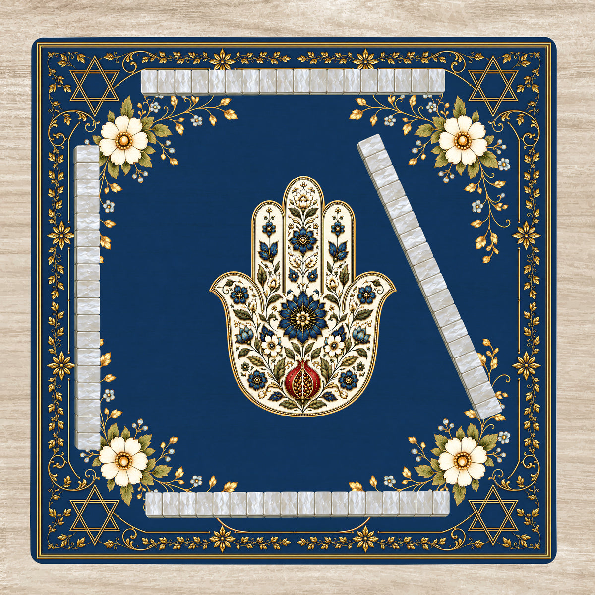 Judaica Pearl Collection - Mahjong Mat for Table - Shipped Rolled