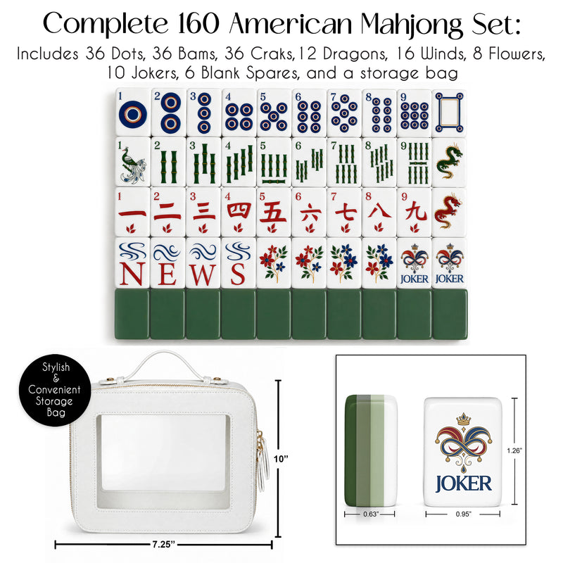 Green Classic Collection American Mahjong Tile Set (160pc)