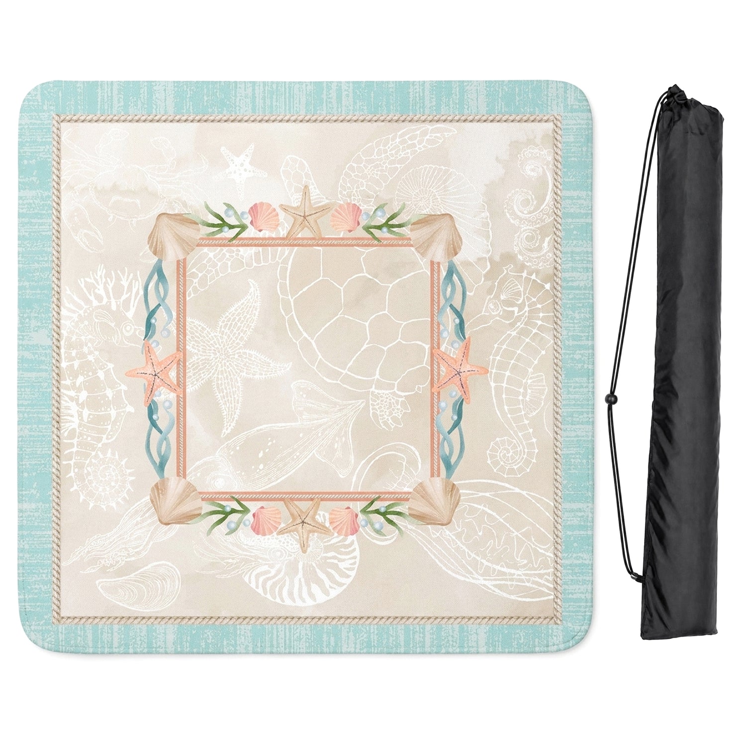 Aqua Blue Coastal Paradise Collection Mahjong Mat for Table - Shipped Rolled