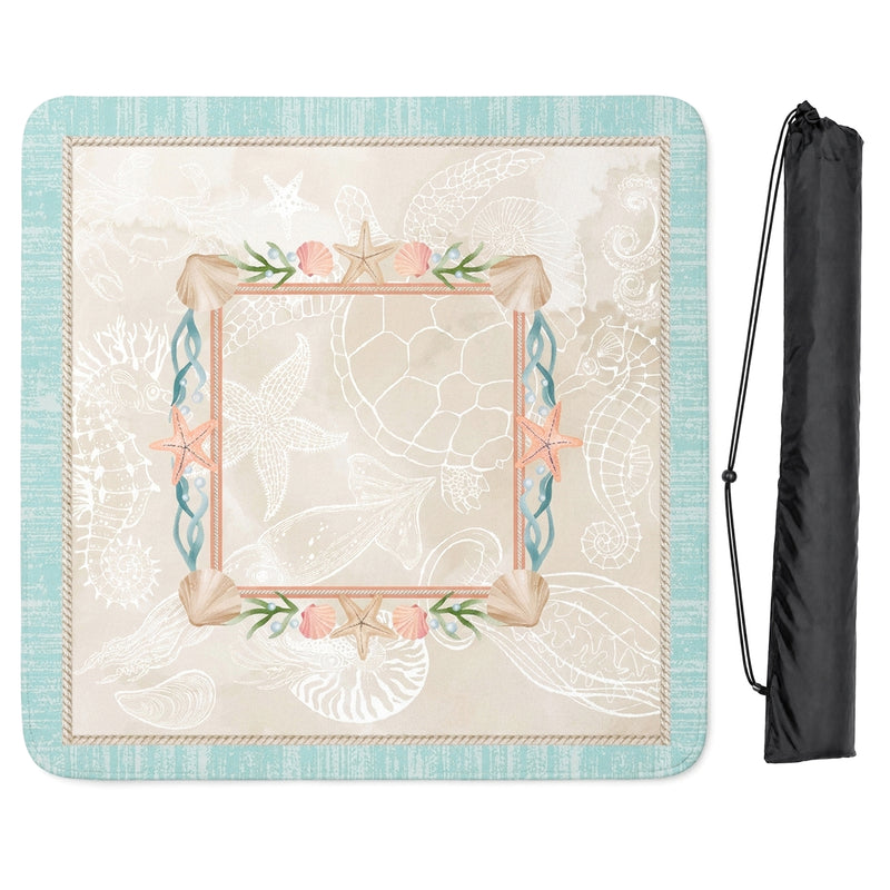 Aqua Blue Coastal Paradise Collection Mahjong Mat for Table - Shipped Rolled