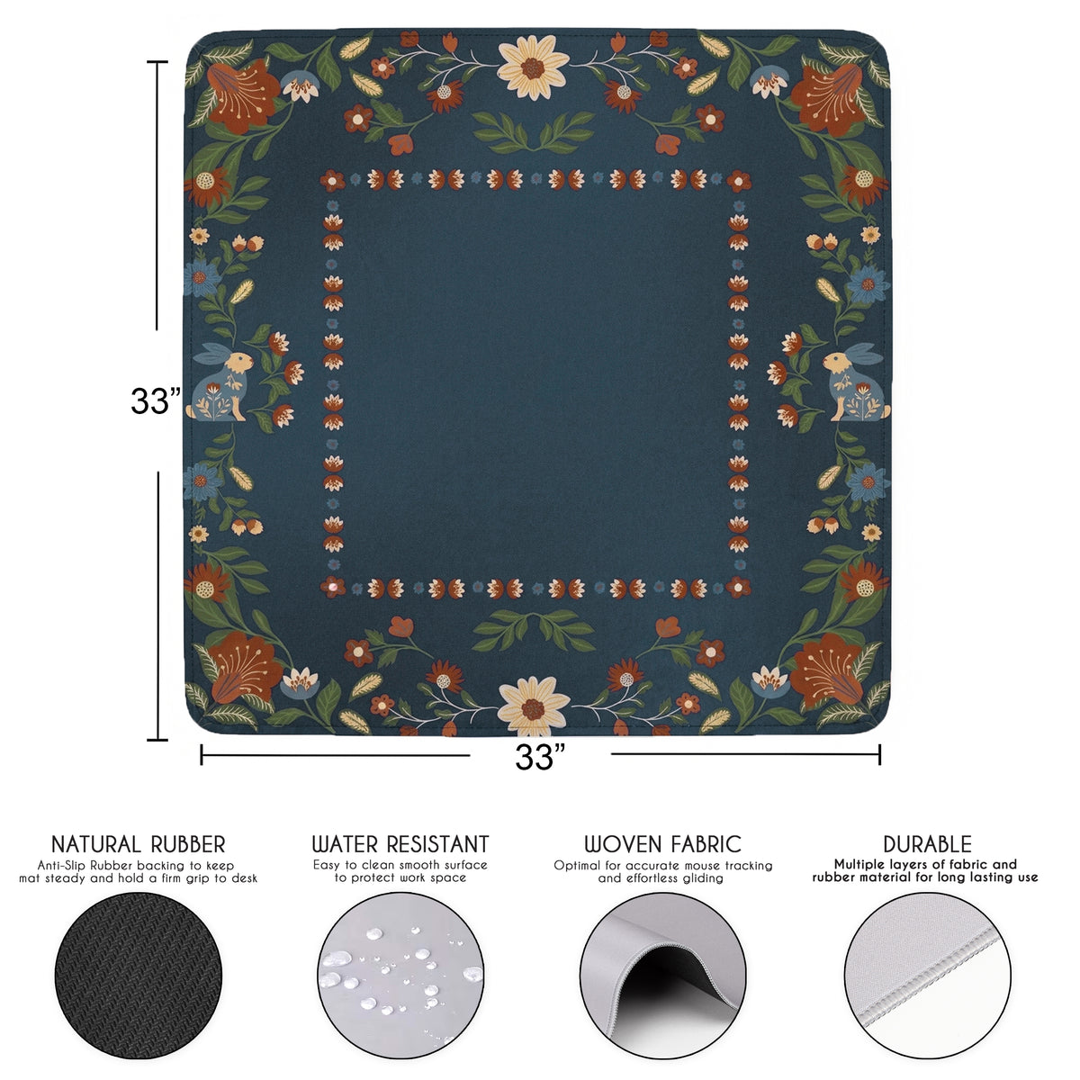 Orange Folk Collection Mahjong Mat for Table - Shipped Rolled