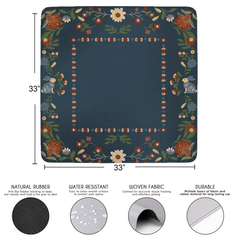 Orange Folk Collection Mahjong Mat for Table - Shipped Rolled