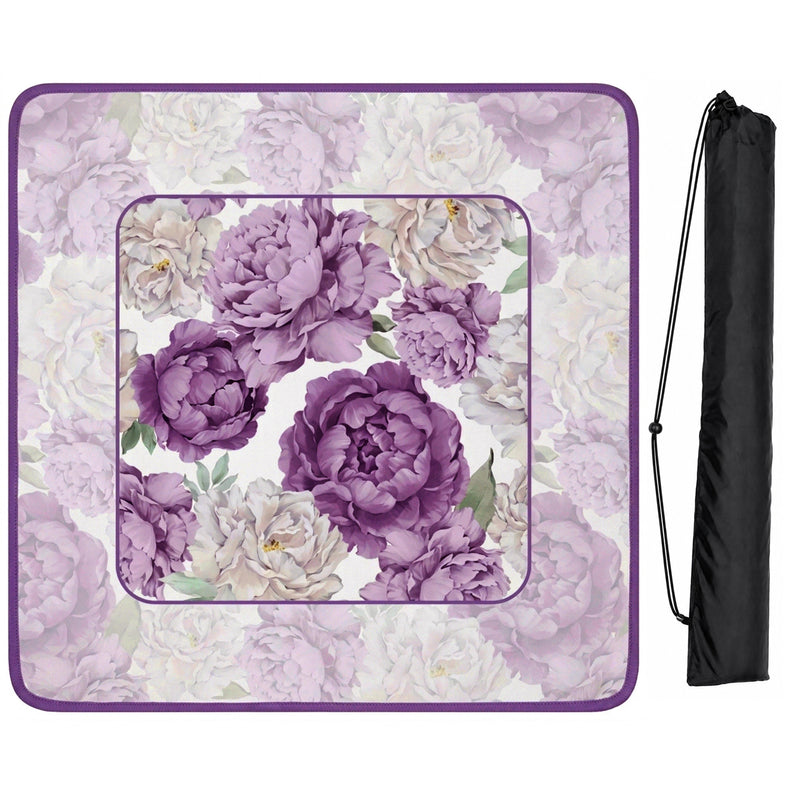 Peony Floral Garden Lavender Purple and Ivory Collection Mahjong Mat for Table - Shipped Rolled