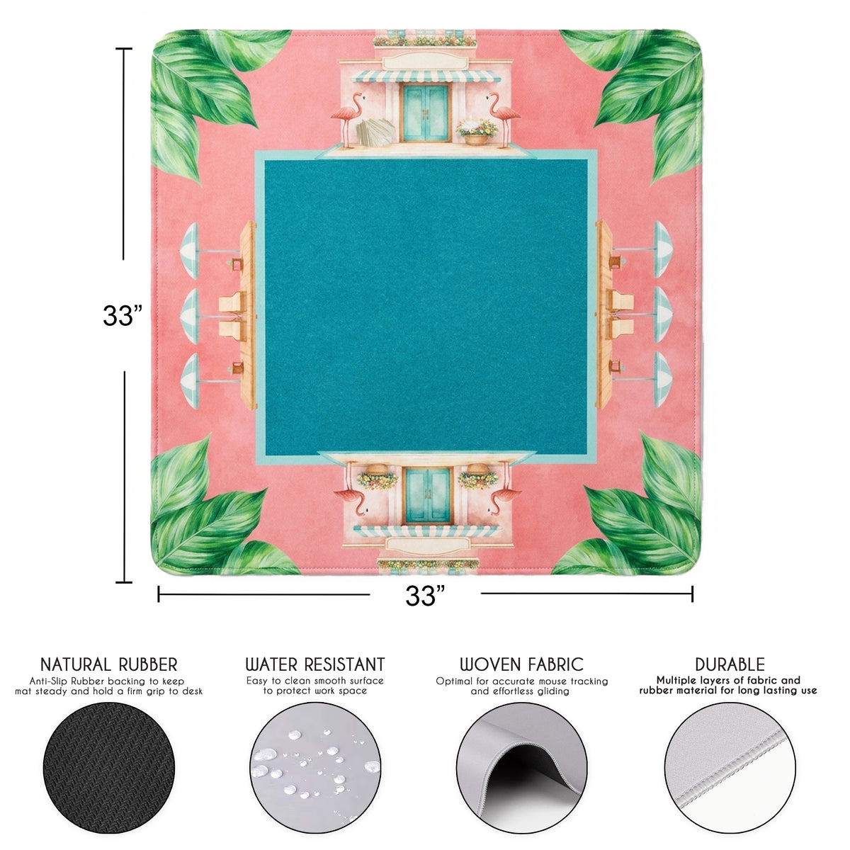 Mint Green Royal Palm Collection Mahjong Mat for Table - Shipped Rolled