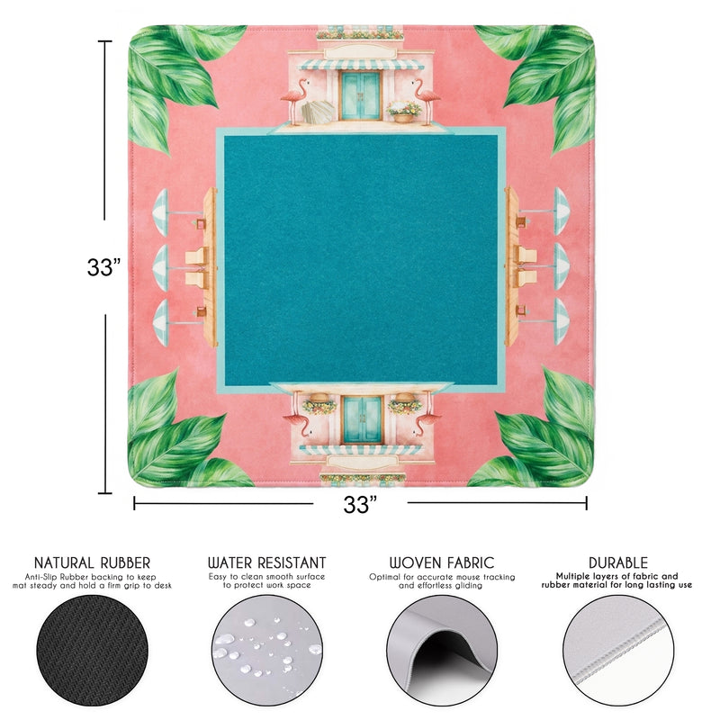 Mint Green Royal Palm Collection Mahjong Mat for Table - Shipped Rolled