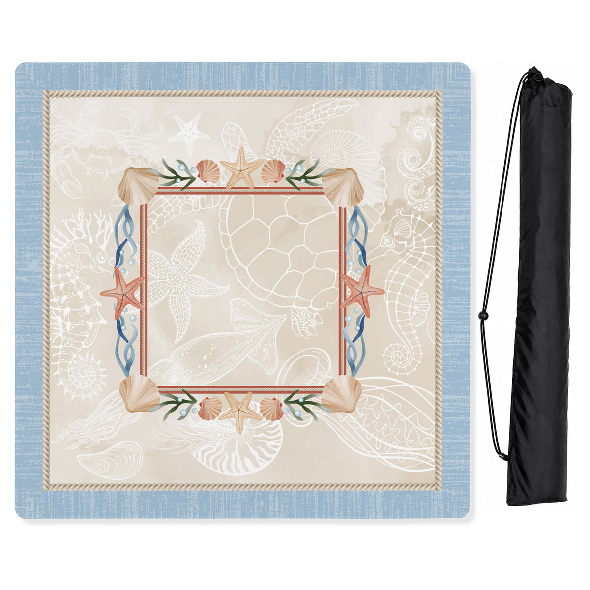 Sky Blue Coastal Paradise Collection Mahjong Mat for Table - Shipped Rolled