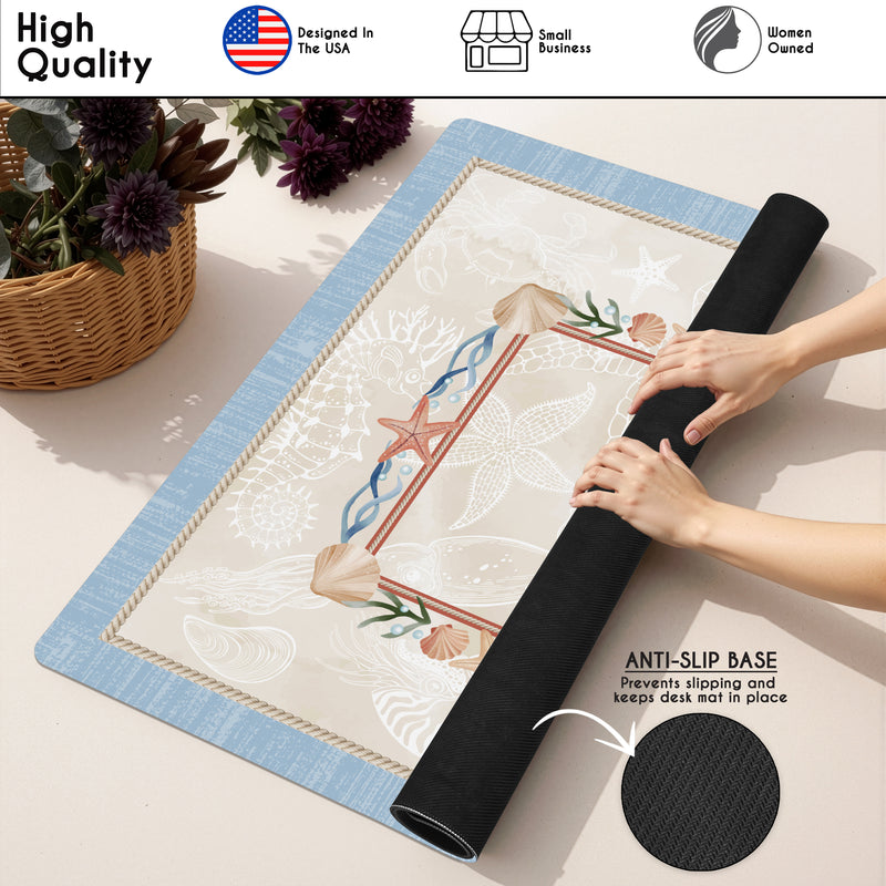 Sky Blue Coastal Paradise Collection Mahjong Mat for Table - Shipped Rolled