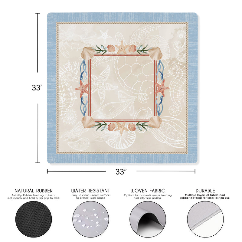 Sky Blue Coastal Paradise Collection Mahjong Mat for Table - Shipped Rolled