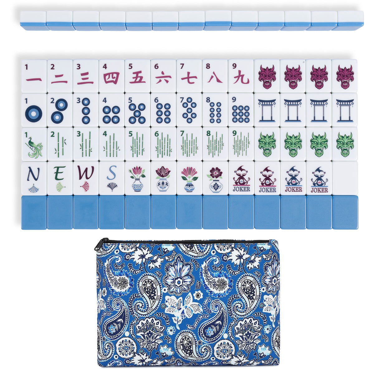 Blue Monkey Collection Melamine American Mahjong Tile Set (160pc)