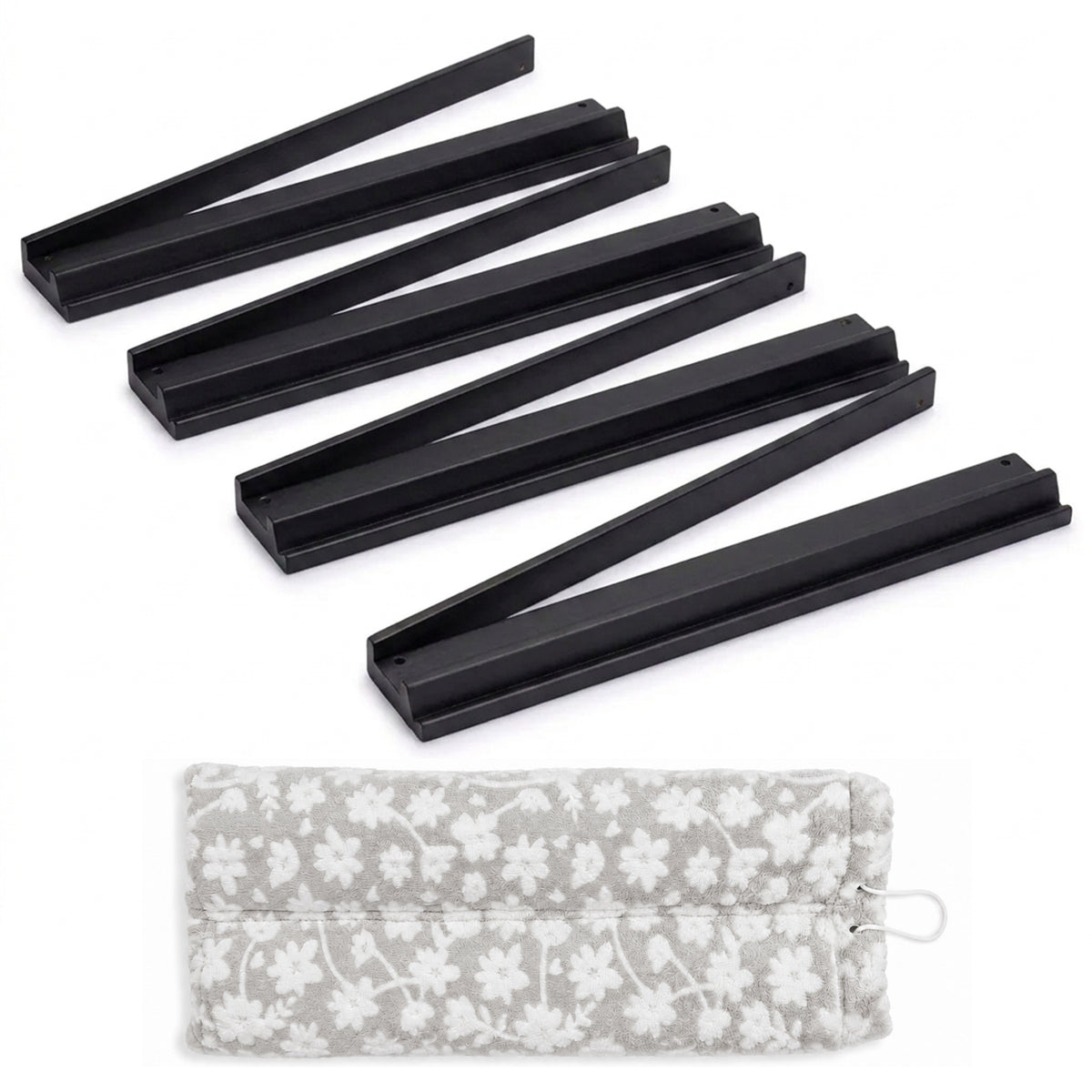 (17in.) Black Wooden Mahjong Racks with Pushers & Travel Bag - Set of 4