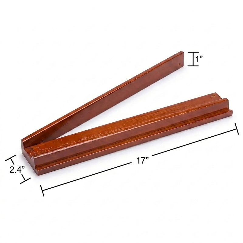 (17in.) Cherry Stain Wooden Mahjong Racks with Pushers & Travel Bag - Set of 4