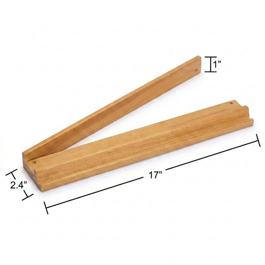 (17in.) Light Brown Wooden Mahjong Racks with Pushers & Travel Bag - Set of 4