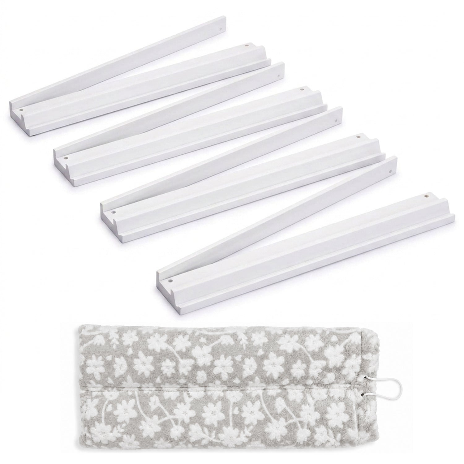 (17in.) White Wooden Mahjong Racks with Pushers & Travel Bag - Set of 4