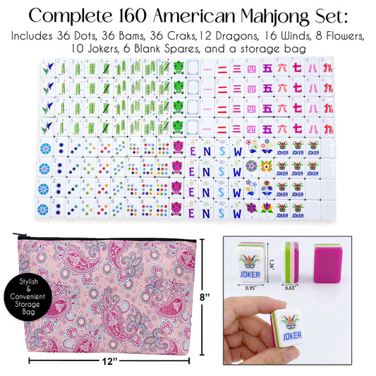 Pink Mask Collection American Mahjong Tile Set (160pc)