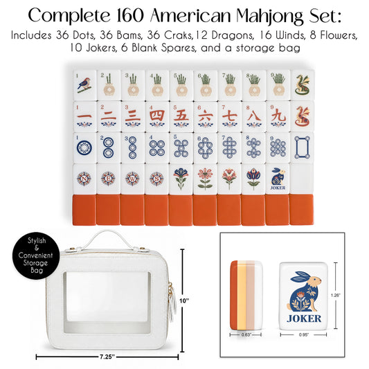 Orange Folk Collection American Mahjong Tile Set (160pc)