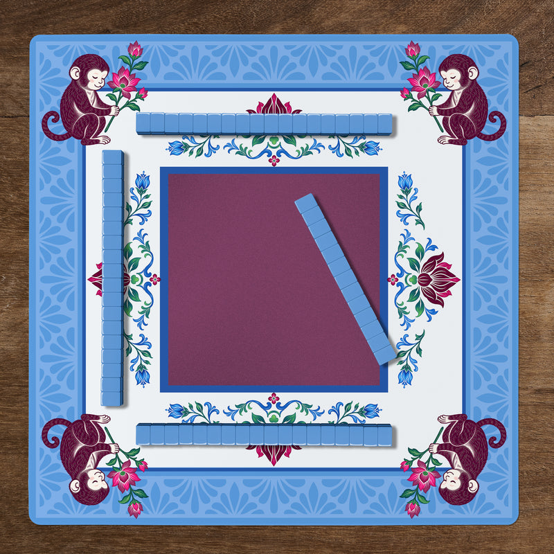 Blue Monkey Collection Mahjong Mat for Table - Shipped Rolled
