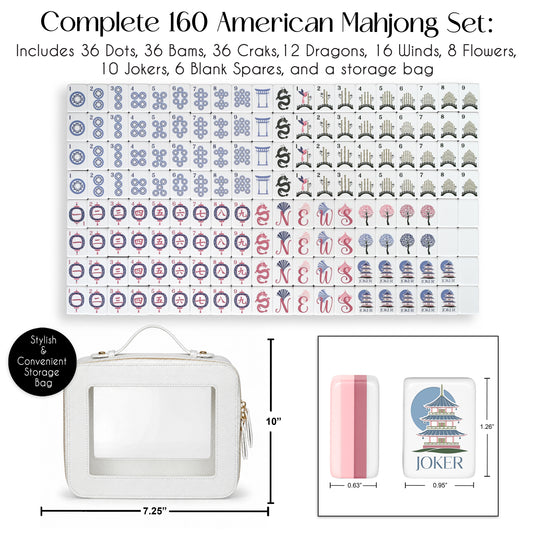 Pink Pagoda Collection American Mahjong Tile Set (160pc)