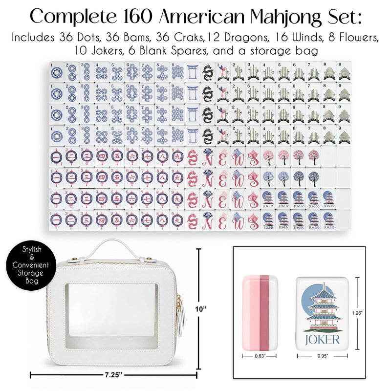 Pink Pagoda Collection American Mahjong Tile Set (160pc)